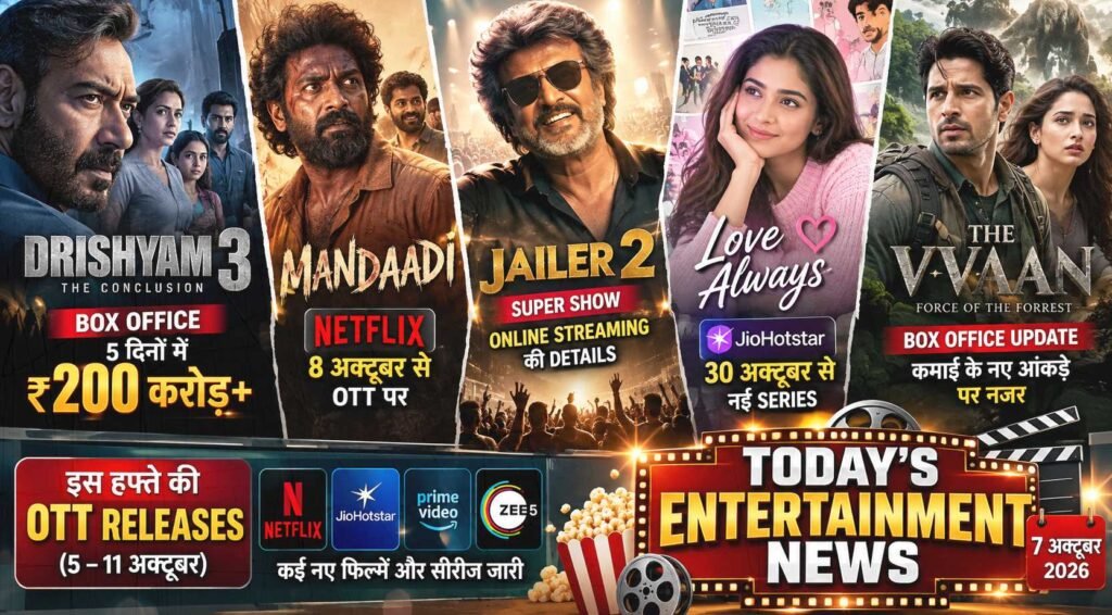 Drishyam 3, Mandaadi, Jailer 2 और Love Always entertainment news