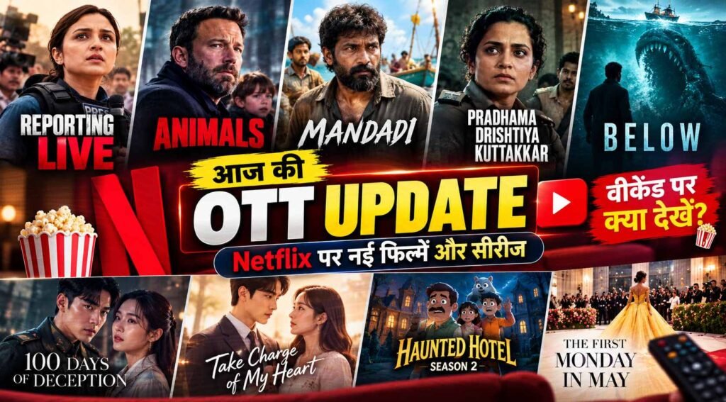 आज की OTT अपडेट: Netflix पर नई फिल्में और सीरीज़, वीकेंड पर क्या देखें।